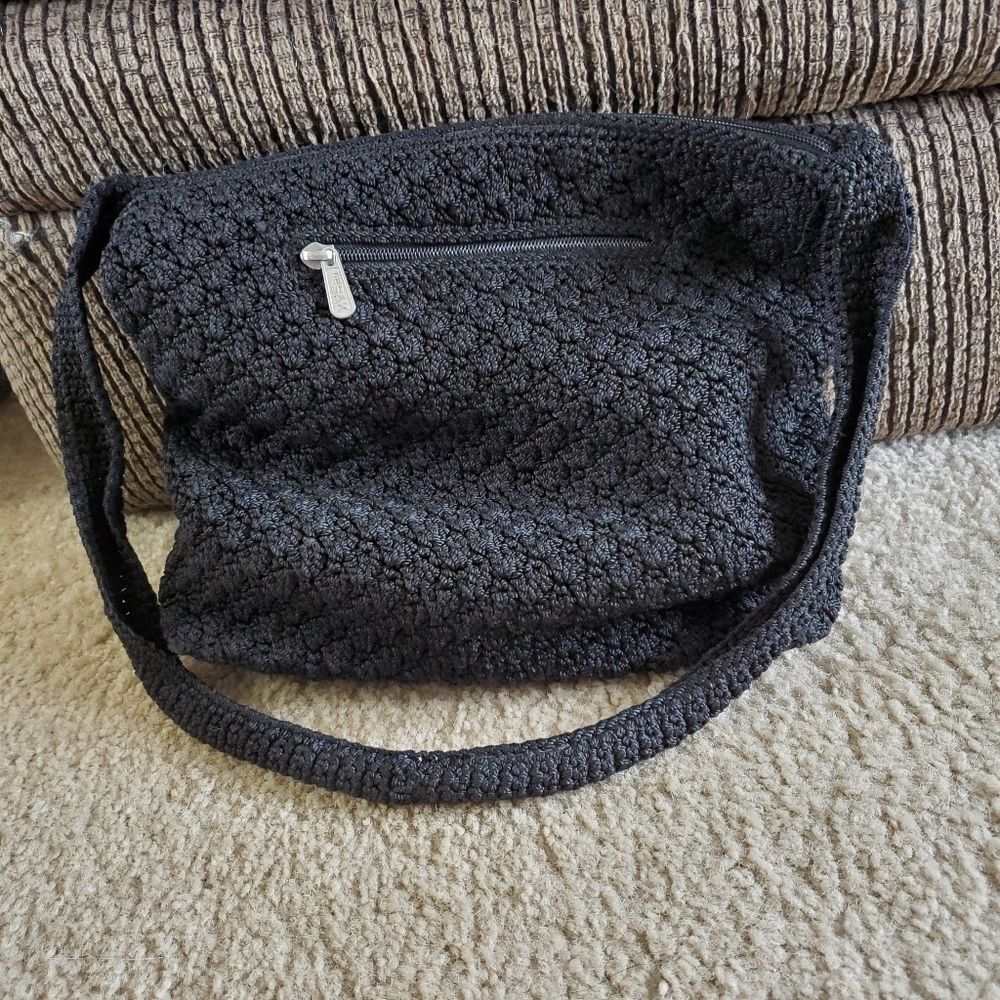 The Sak black crochet shoulder bag